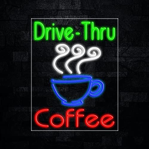 Drive Thru Coffee - Letrero de neón LED 31693 fabricado en Estados Unidos