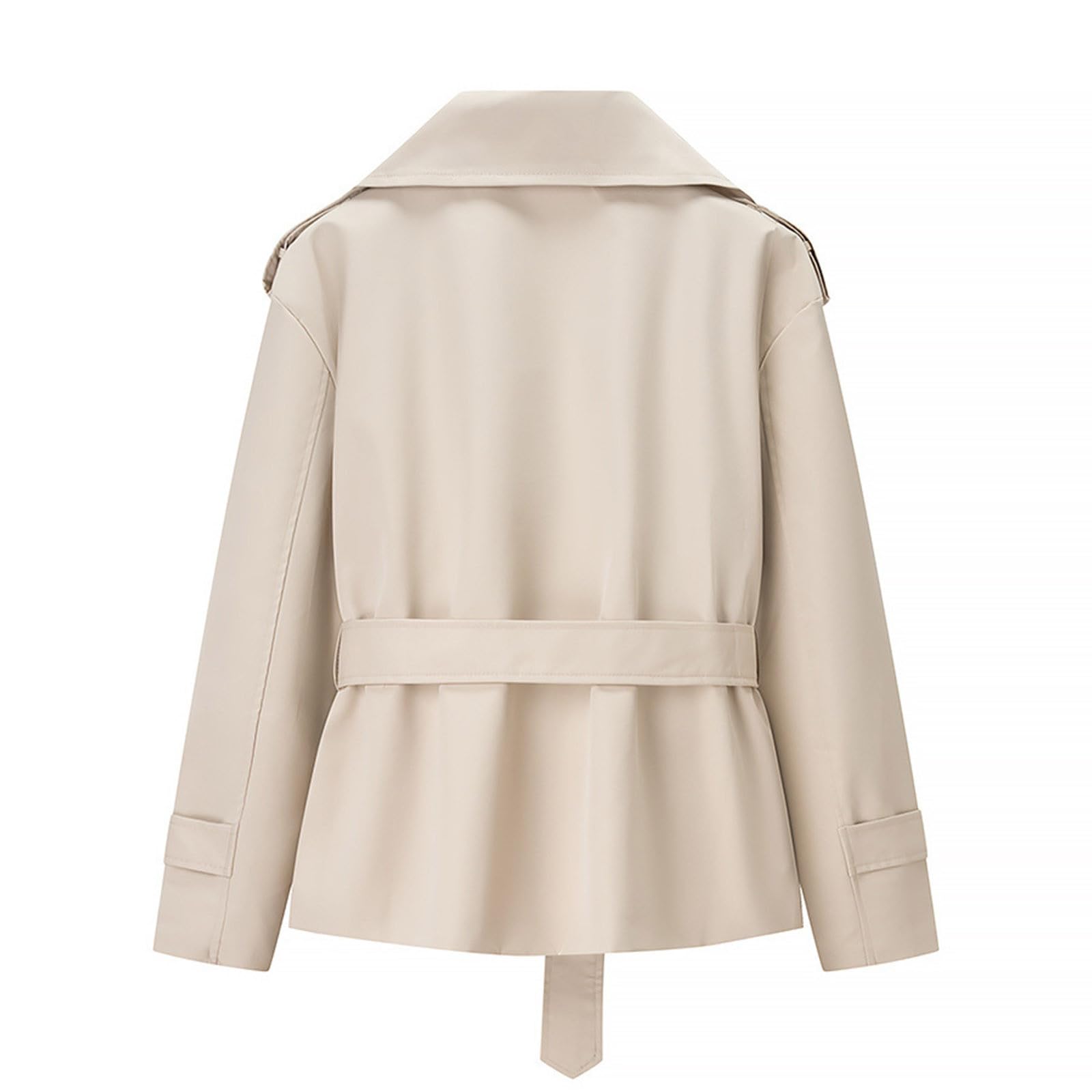 Generisch Trench corto da donna per lavoro, cappotto corto, transizione, elegante, giacca doppiopetto con cintura, trench coat colletto alto, giacca a vento leggera con bottoni, tinta unita
