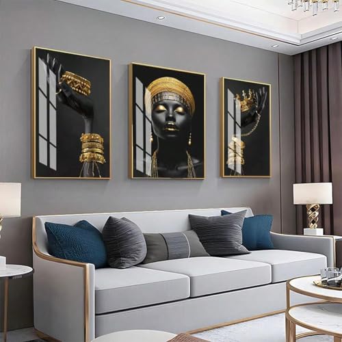 Peintures décoratives esthétiques grand format triptyque africain encadré