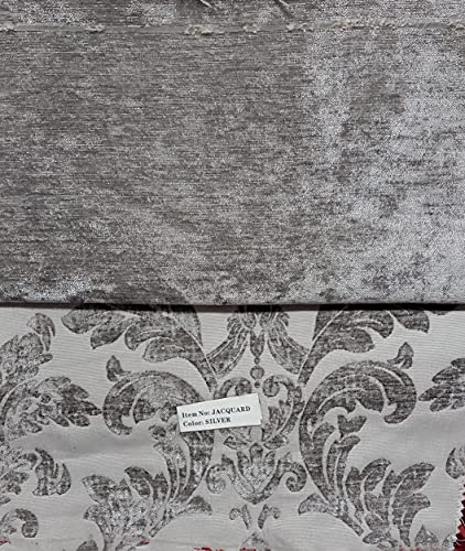 Luxurious Silver Chenille Damask Upholstery Fabric - 58-Inch Width, Premium Quality Tapestry Sold by the Yard 3 Luxurious Silver Chenille Damask Upholstery Fabric - 58-Inch Width, Premium Quality Tapestry Sold by the Yard - Image 2