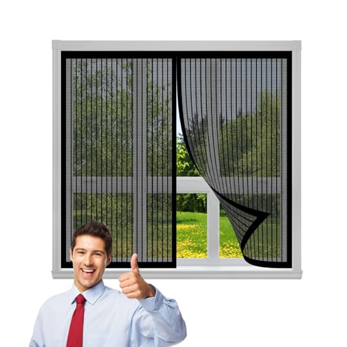 Zanzariera Magnetica per Finestre 41 x 300 cm Zanzariere in Fibra di Vetro Durevoli Tendina Anti Zanzare Mosche per Finestre Balcone, Nero