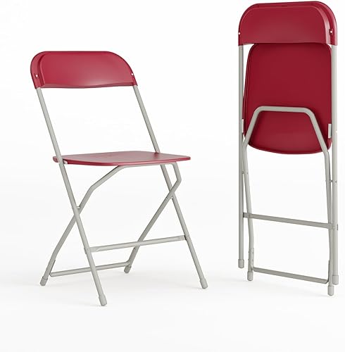 Miniatura 5 de Flash Furniture Paquete de 10 sillas plegables de plástico rojo con capacidad de 650 libras con 2 sillas plegables rojas, capacidad de 650 libras