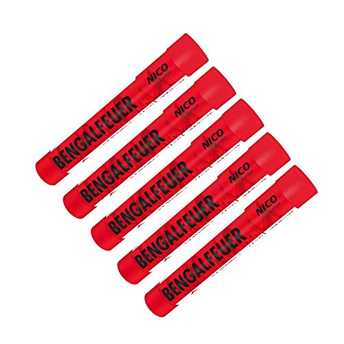Bengalfeuer Rot 5 St?ck Bengalfeuer Nico Bengalen Bengalo Feuerwerk (ROT, 5)