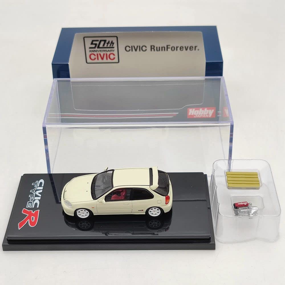 ТоуPRO - Hobby Japan HJ642016W 1/64 for H~da CIVICs TYPE R (EK9) With Engine Display Model White Diecast Тоуs Car Collection Gifts