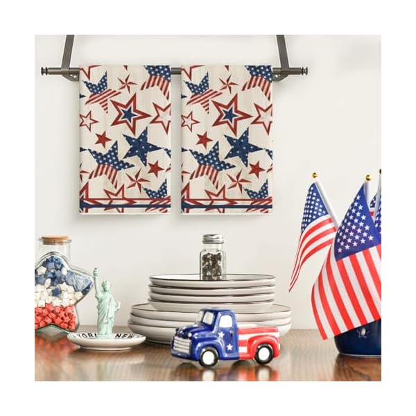 Artoid mode strip shaped america stars patriotic 4th of july kitchen towels dish towels 18×26 inch seasonal summer decoration hand towels set of 2  urban country home decor