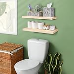 Sorbus Wood Floating Shelves for Wall - 24” Solid Wood Shelves for Bathroom Decor, Books, Bedroom & Living Room - Set of 2 Natural Wall Mounted Kitchen Shelves - Durable Solid Pine - Image 2