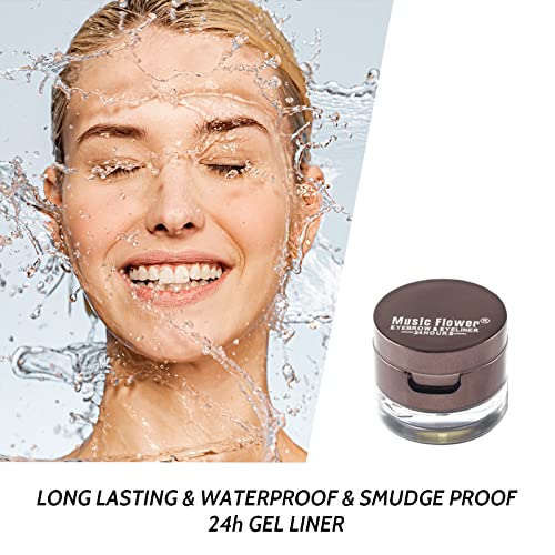 Music Flower Gel Eyeliner Eyebrow Powder, Black Brown Waterproof Eyeliner Gel - Image 3