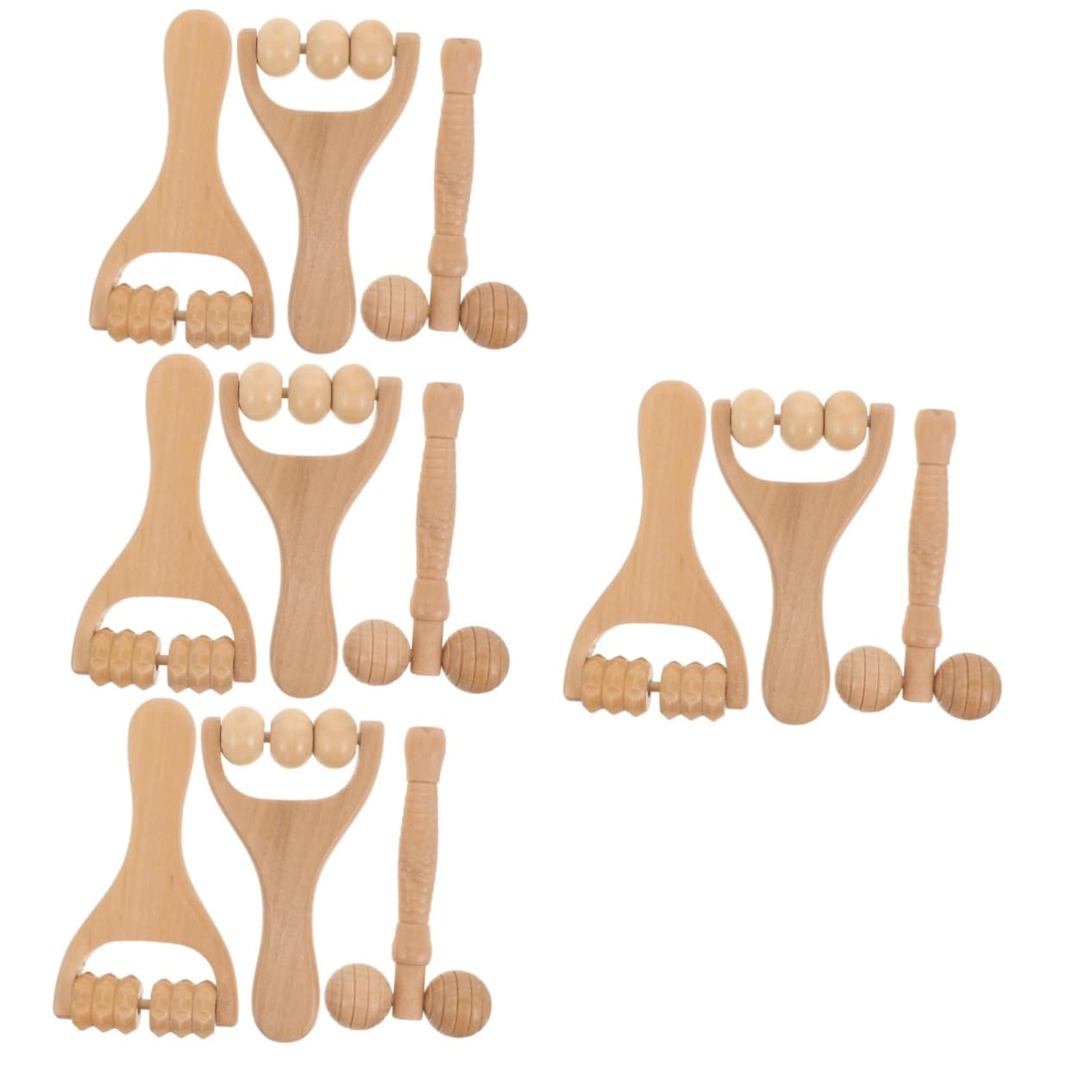 BESTYASH Masajeador Ergonómico De Madera Y Pies Masajeador Acupuntura De Uso Diario Herramienta Práctica 3 Piezas X 4