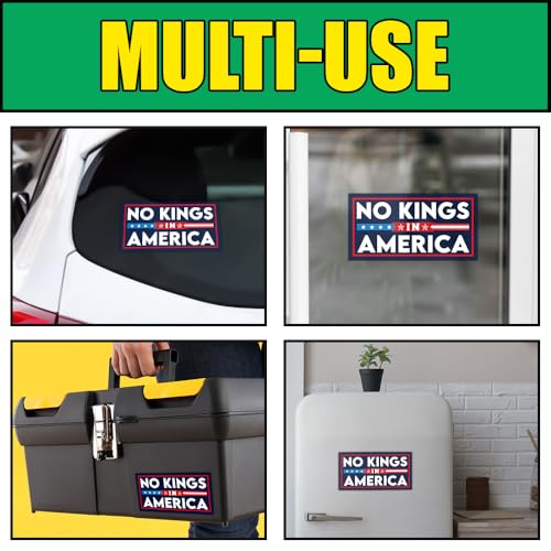 Image of (3pcs) [7.5 inchx3.75 inch] No Kings in America Bumper Sticker Since 1776 Resist Fascism Racism Stickers for Car Rejecting Kings Decal Leftist Activism Political Gifts Decor Car Truck Windows