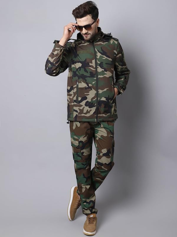 Image of MOUNTMILLER Men's 12 Zipper Softshell Hooded Tactical Jacket | Water-Repellent, Multi-Pocket, Abrasion-Resistant - Perfect for Outdoor Activities, Hiking, and Trekking