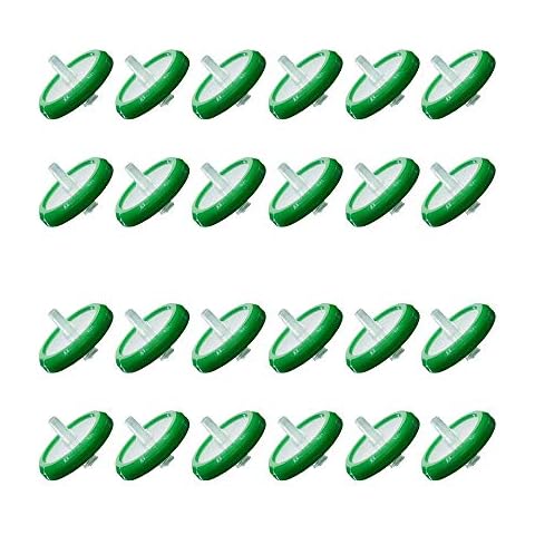 LabZhang 24pcs Syringe Filter,Syringe Lab Filters,Hydrophilic Nylon Membrane 25mm Diameter 0.22um Pore Size,Non Sterile Filtration,Green(nylon-25mm 0.22um) Cover