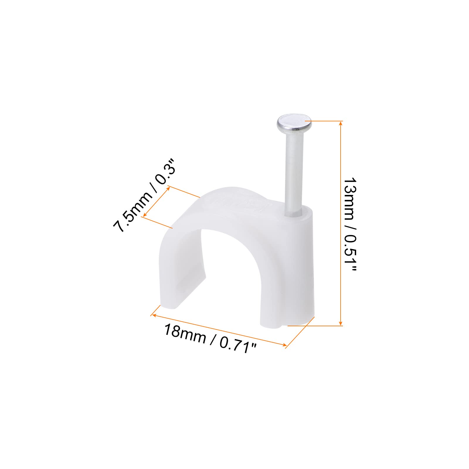 Rebower PE Cable Clip Nail Space Saving Clamp, [for Wire, Cable, Rope] - 12mm/White/100 Pcs