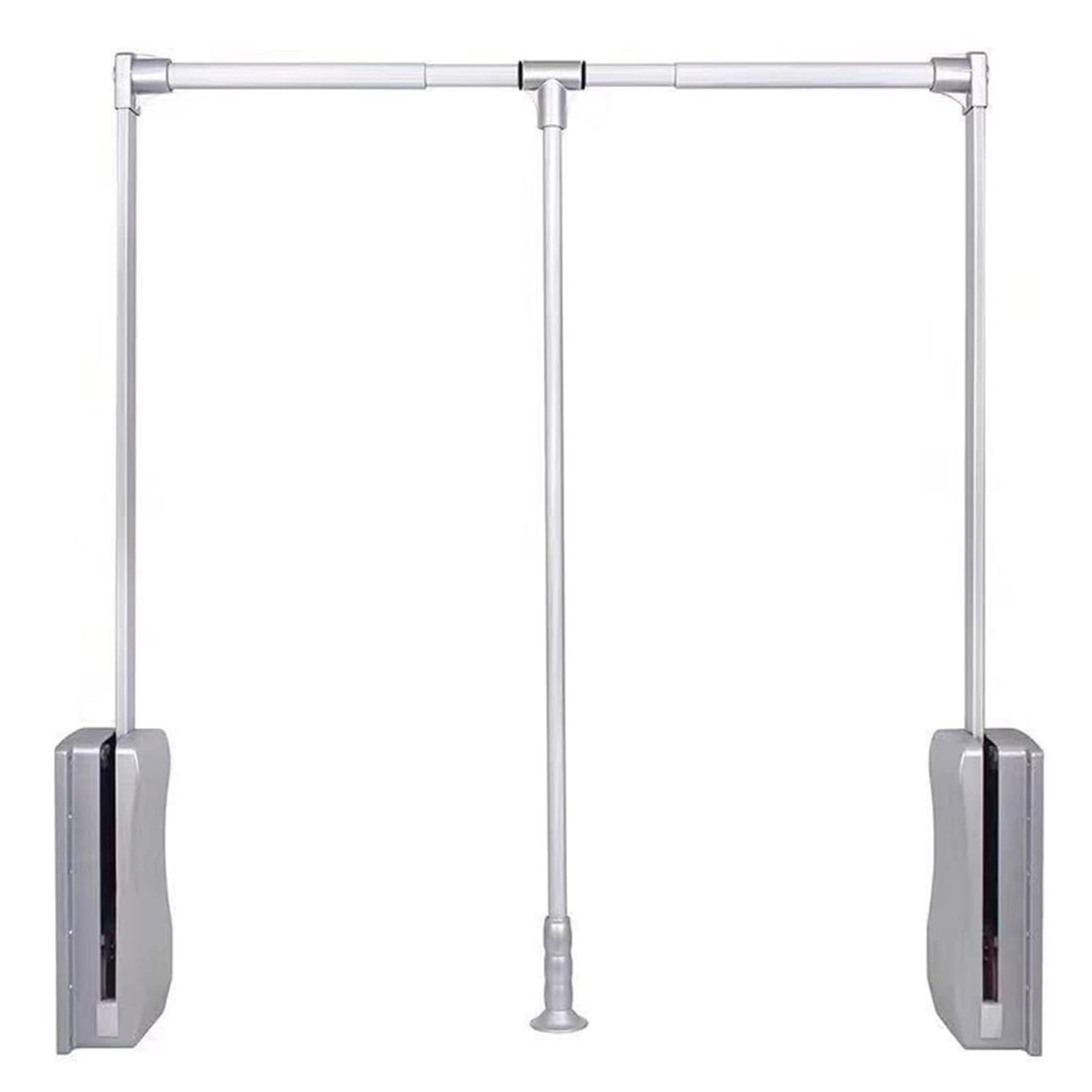 GTHTUHFD Adjustable Pull-Down Closet Rod, Expandable Garment Rack, Space-Saving Clothes Hanger, Black, 700X930Mm, Versatile Wardrobe Nizer For Efficient Storage,Silver-550x700mm