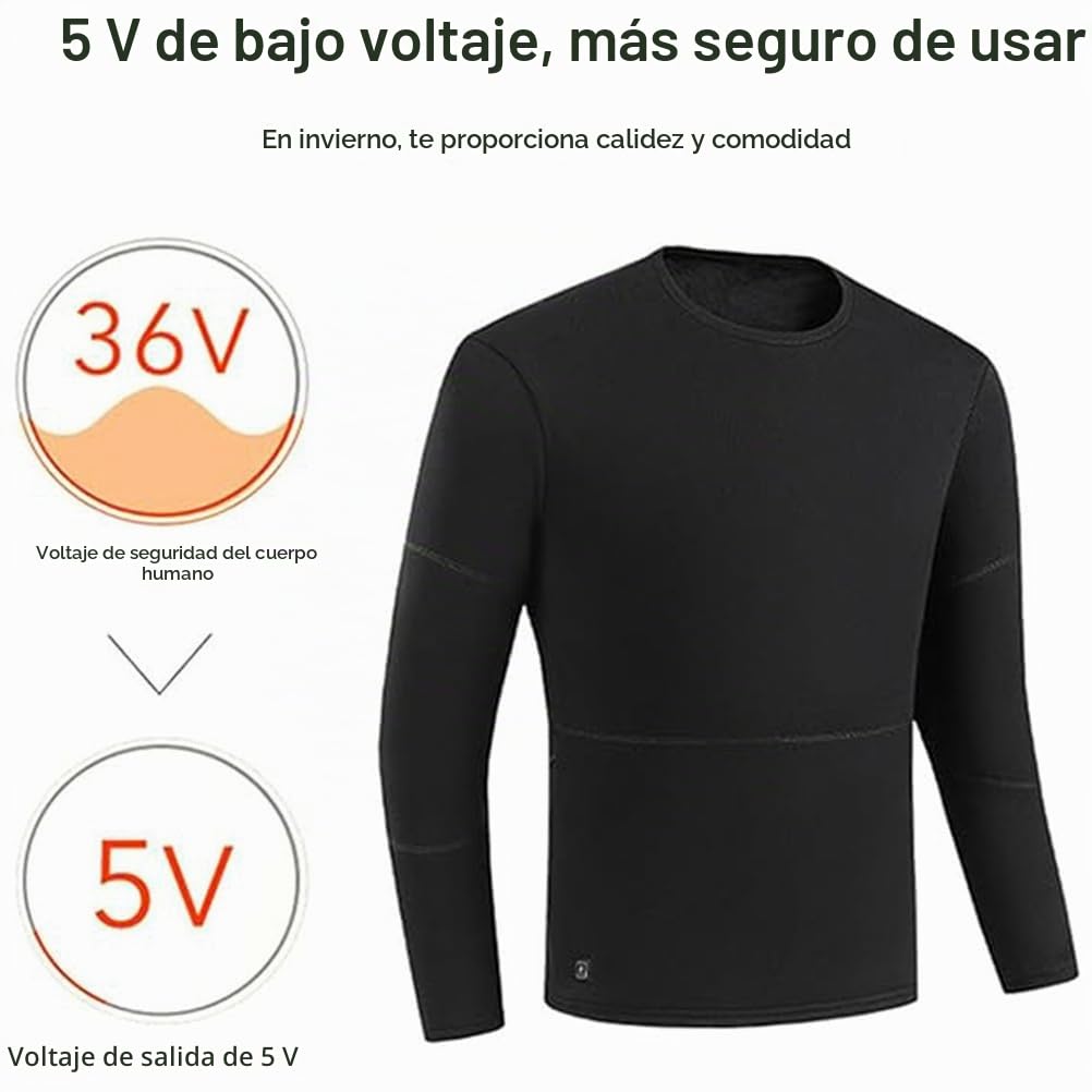 Conjunto de Ropa Interior Térmica Calefactada para Hombre y Mujer, Pantalones y Camiseta Calefactados Eléctricos USB Unisex con 52 Zonas Calefactadas, Lavables,M