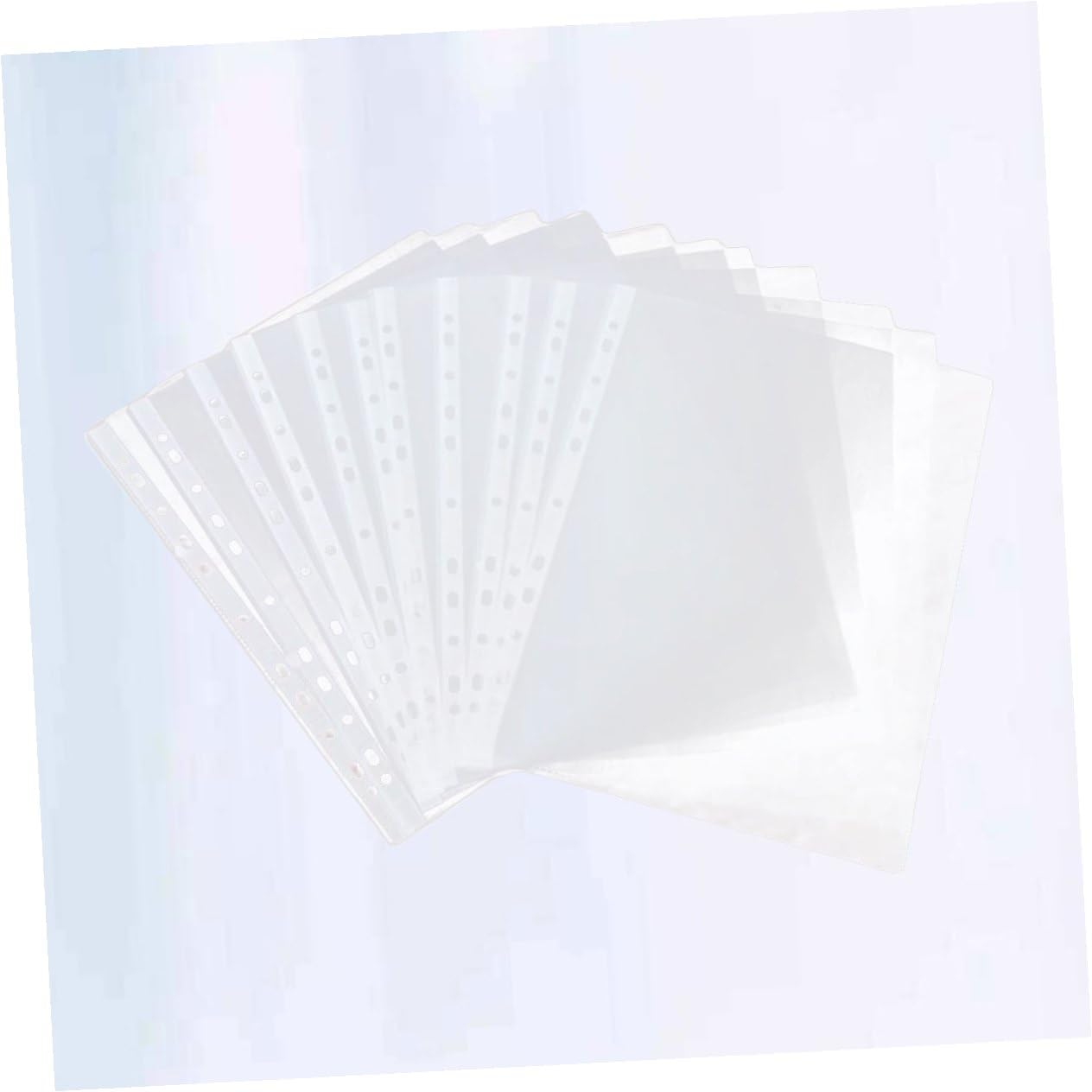 Protectores de Hojas Perforadas A4 100 Unidades Transparentes sin Ácido, Funda para Carpetas de Anillas 11 Orificios, Bolsa Protectora para Documentos Oficina, Escuela y Hogar