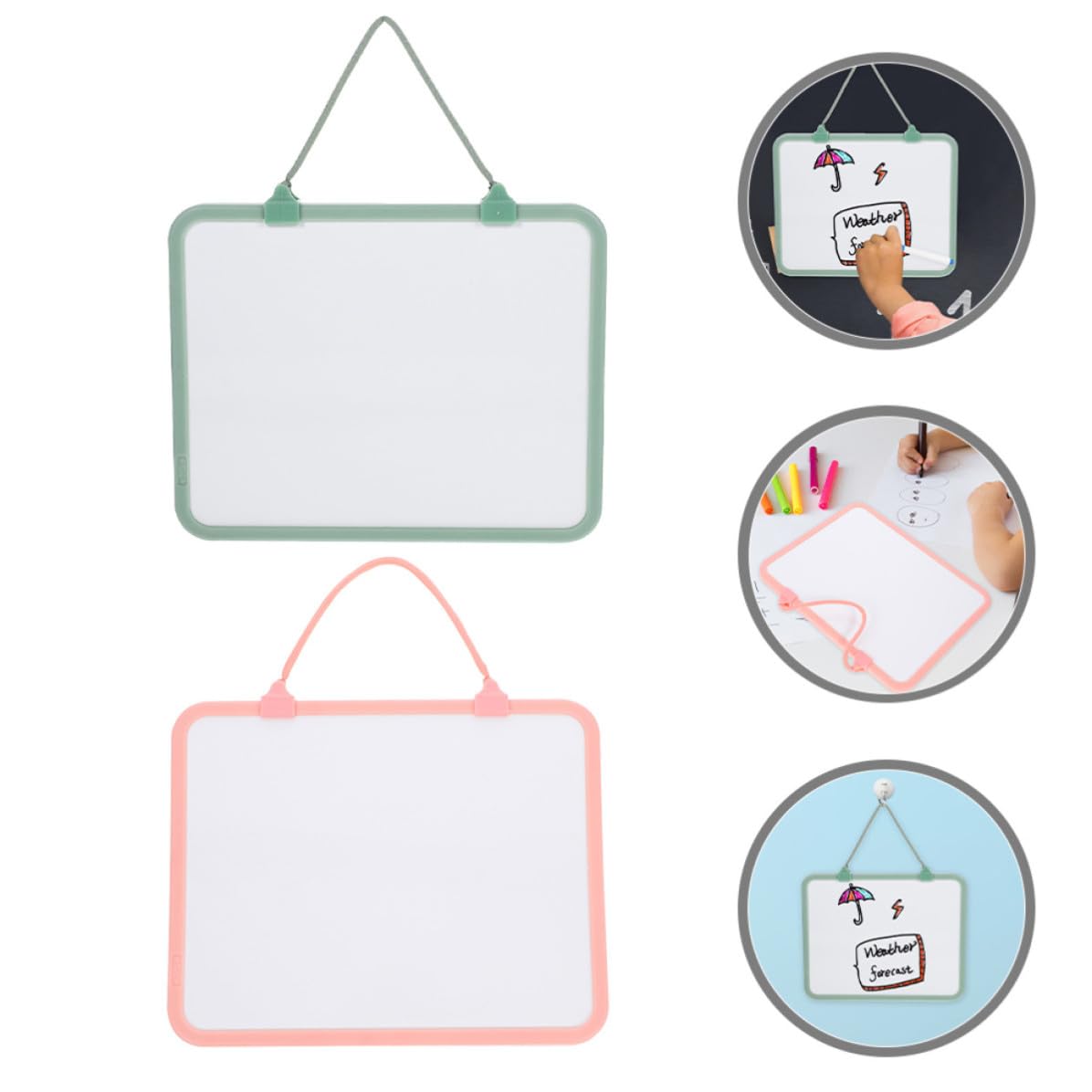 YARNOW 2pièces Tableau Effaçable à Sec Petit Format Double Face Tableau Écriture Suspendu Multifonction pour Bureau et Maison Lot de Planches Légères Réutilisables Orangé et Gris Vert