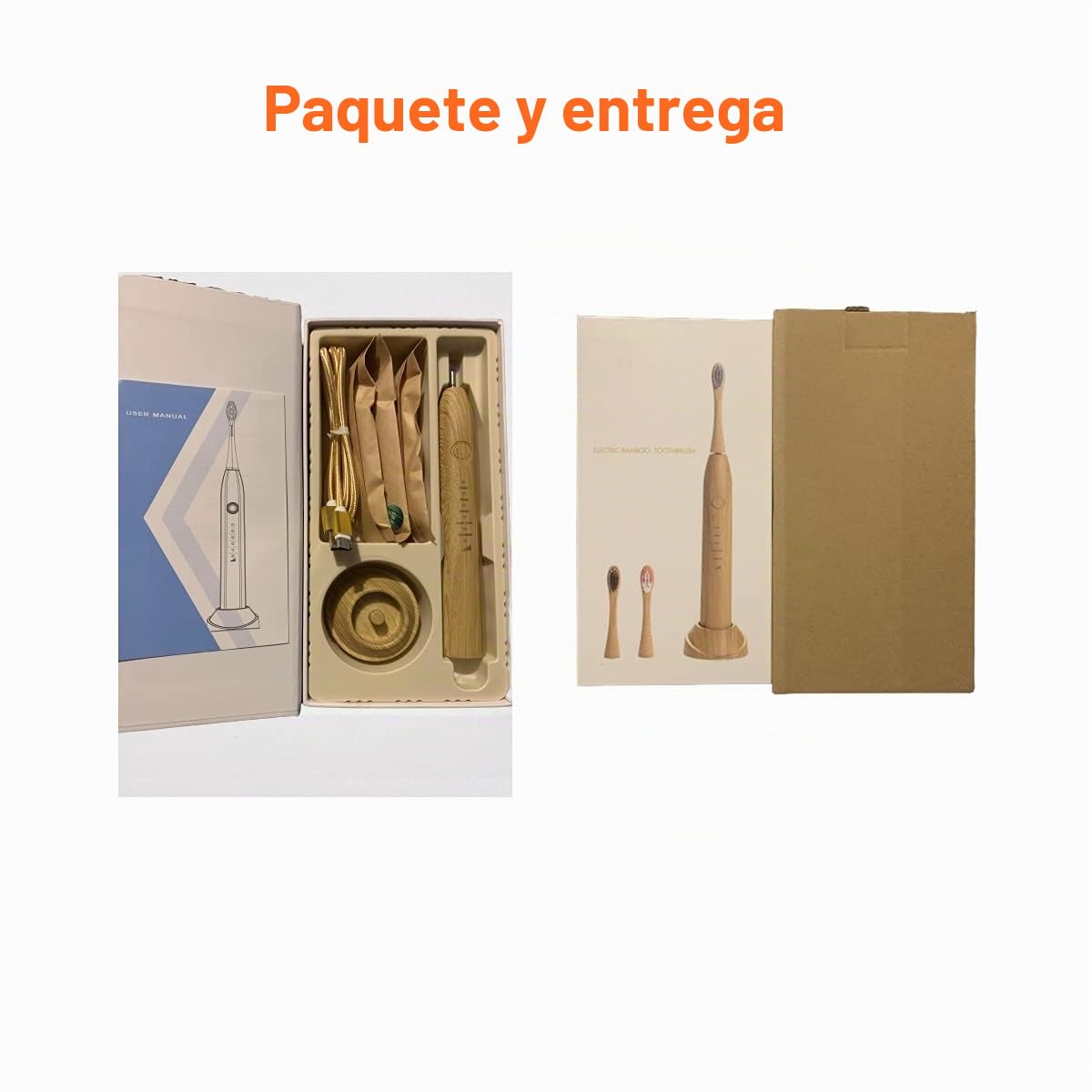 Fayet Bamboo Smart Sonic - Cepillo de dientes eléctrico IPX8, impermeable, ligero, automático, ecológico, 5 modos