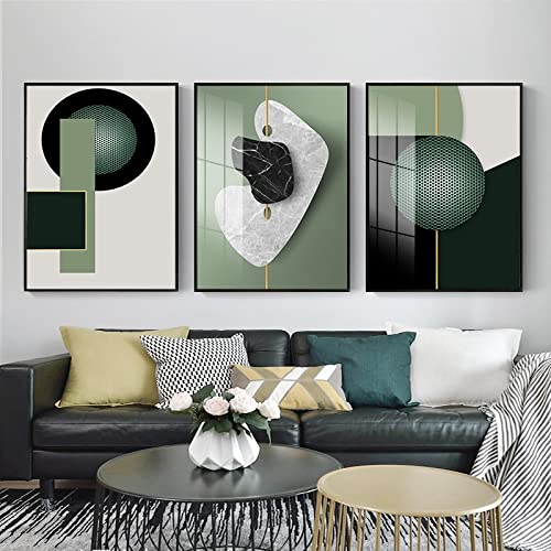 Toile art vert abstrait géométrique pour un salon minimaliste chic
