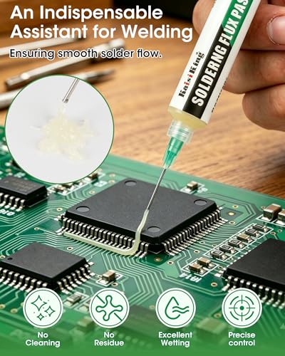 Image of Kaisiking Solder Flux Solder Wick for Electronics Soldering, No Clean Soldering Flux for PCB, SMD & DIY Projects, 0.1 inch Braided Copper Desoldering Wick & 10cc Flux Paste