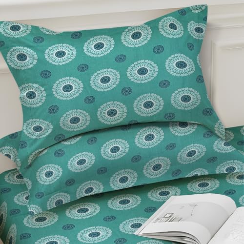 Image of Weave & Decor Super Soft Super Comfortable 144 TC 90x90 inches Printed Cotton Double Bed Bedsheet with Two Pillow Covers