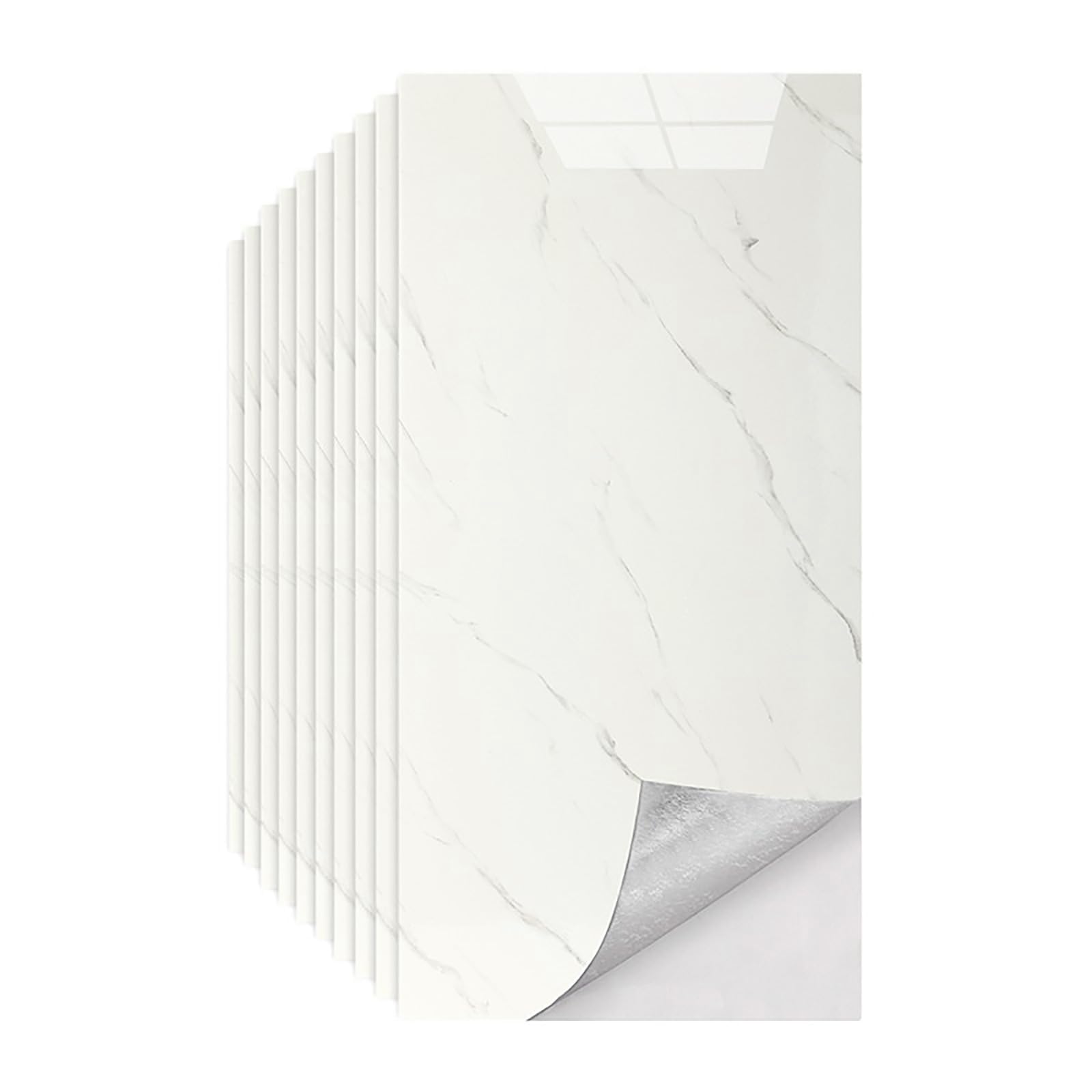 30PCS Marble Tile Stickers Thicken Self Adhesive Wall Tiles Waterproof Backsplash, Peel and Stick, Vinyl for Bathroom, Kitchen Splashback, Living Room，White, 60x30cm