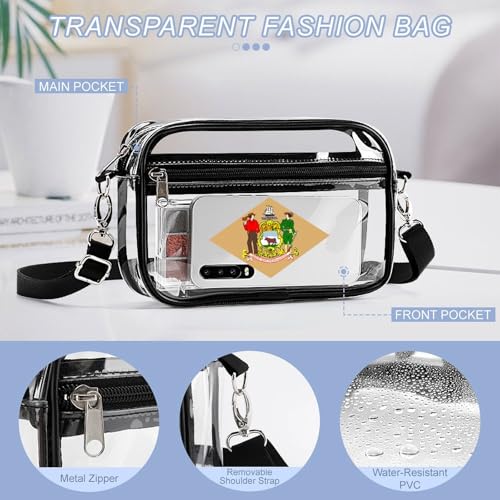 Delaware State Clear Stadium Bag Clear Mini Messenger Bags with 2 Compartments Crossbody Bag4