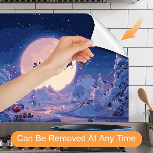 Image of Santa Moonlit Night Backsplash Peel and Stick, 35.4x23.6 in