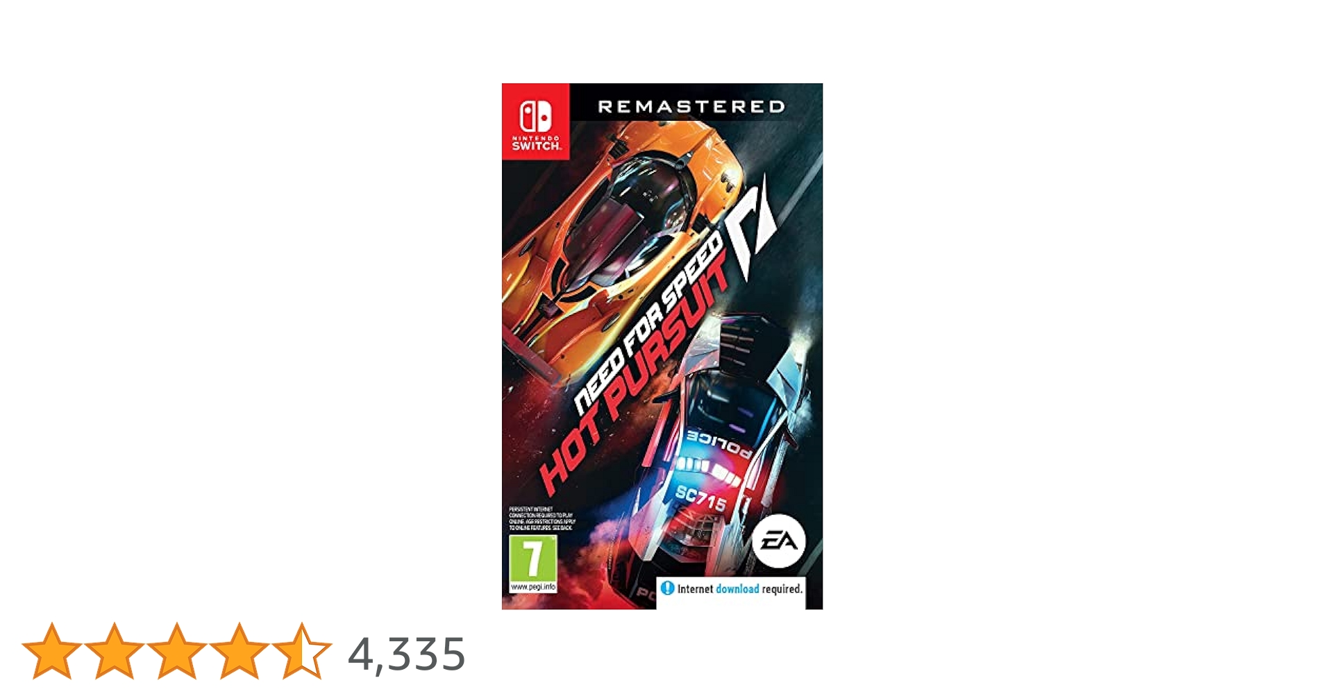Need For Speed Hot Pursuit Remastered Nintendo Switch Game
