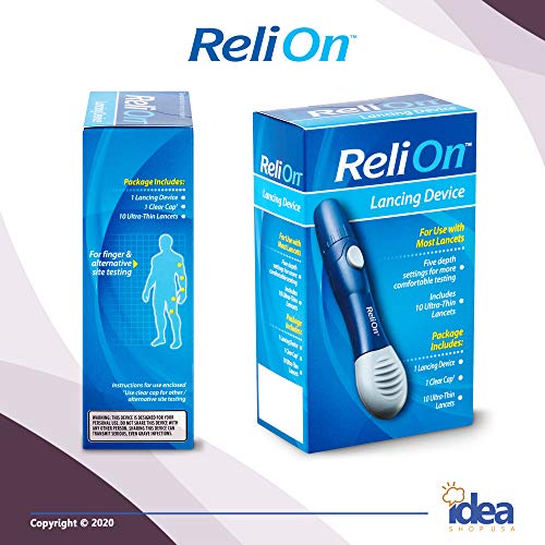 ReliOn Lancing Device +Look After Your Diabetes - Better Idea Guide | Includes 10 Ultra-Thin Lancets