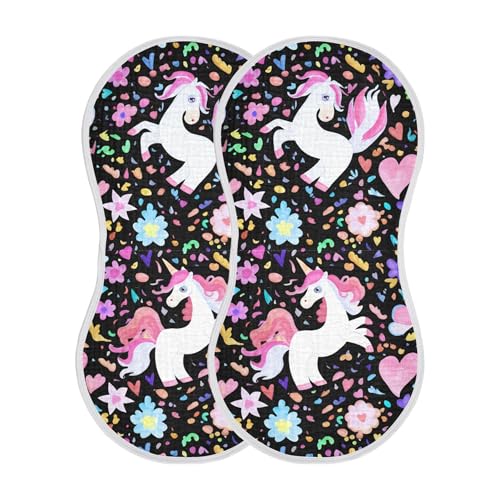 xigua Unicorns Baby Burp Cloths for Newborn Boys and Girls 2 Pack, Soft & Absorbent Cotton Baby Burp Cloth, Baby Washcloths, Newborn Towel, Burp Rags2