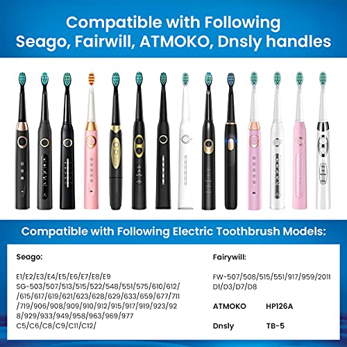 10-Pack Replacement Toothbrush Heads for Fairywill Electric Toothbrushes FW-507/508/515/551/917/959/2011/D1/D3/D7/D8