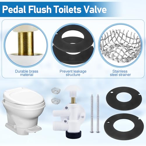 Image of 385314349 RV Toilet Water Valve Assembly Kit - Fit for Camper Trailer RV Toilet Spare Parts - Toilet Rubber Seal 385311462 Compatible with Sealand EcoVac Vacuflush Pedal Flush Toilets