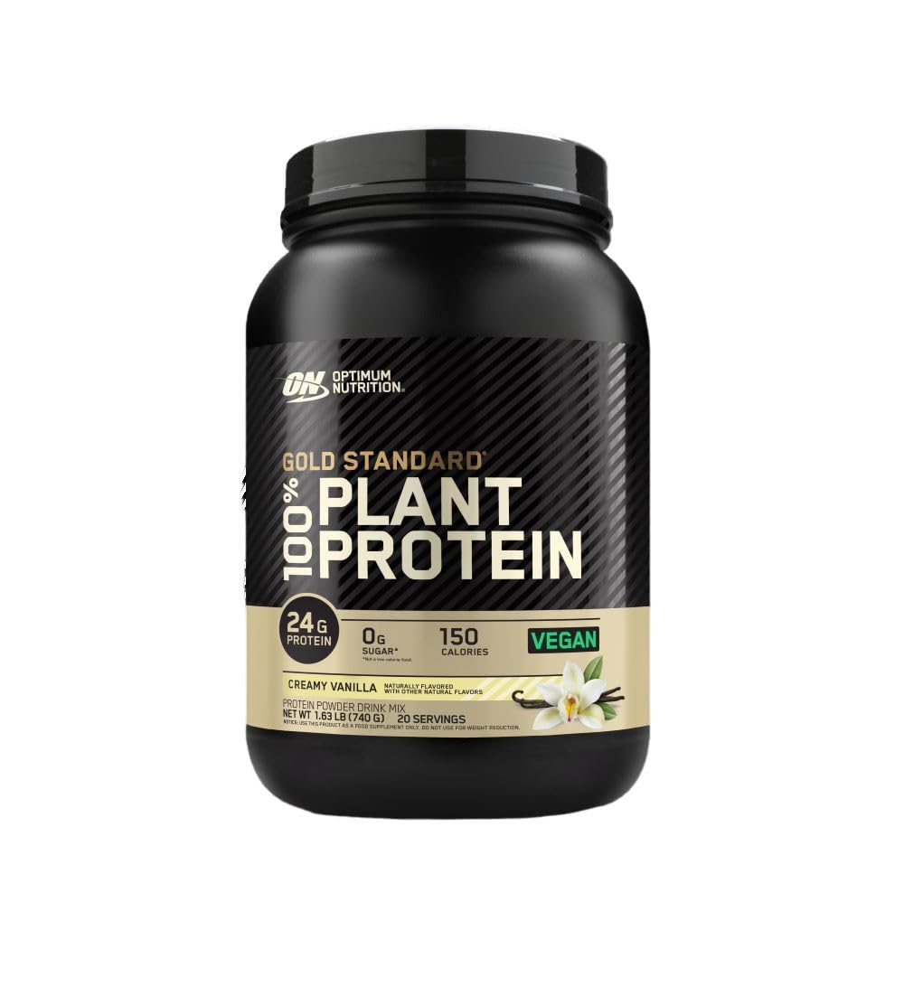 Photo 1 of Optimum Nutrition Gold Standard 100% Plant Based Protein Powder, Gluten Free, Vegan Protein for Muscle Support and Recovery with Amino Acids - Creamy Vanilla, 20 Servings Gold Standard Plant Protein Creamy Vanilla 20 Servings (Pack of 1) BEST BY 03/2026