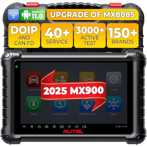 Autel MaxiCheck MX900 Scanner: 2025 Bi-Directional Scan Tool Up of MK808BT PRO/MK808S/MX808S, 3K+ Active Tests 40+ Services Same as MK900BT, CANFD DoIP, US Ver. of MK900, 8in All-Sys Diagnose, FCA