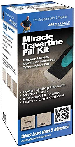 Miracle Travertine/Limestone Chip & Crack Fill Repair Kit w/Light & Dark Custom Colors 8oz. Dark Filler & 8oz. Light Filler - Pack of 2