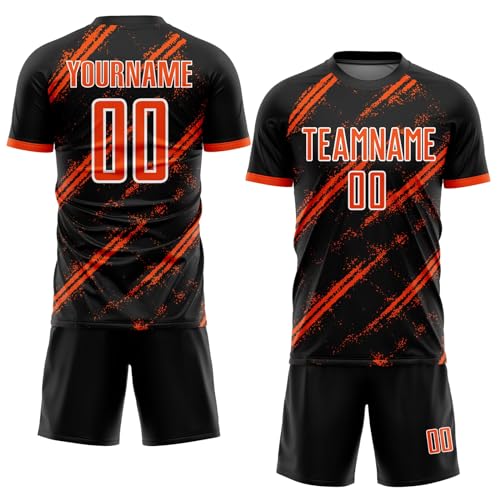 Generic Custom Soccer Jerseys for Boys Men Women Youth, Black Orange White Personalized Soccer Jersey Printed Name Number Logo Sports Jersey