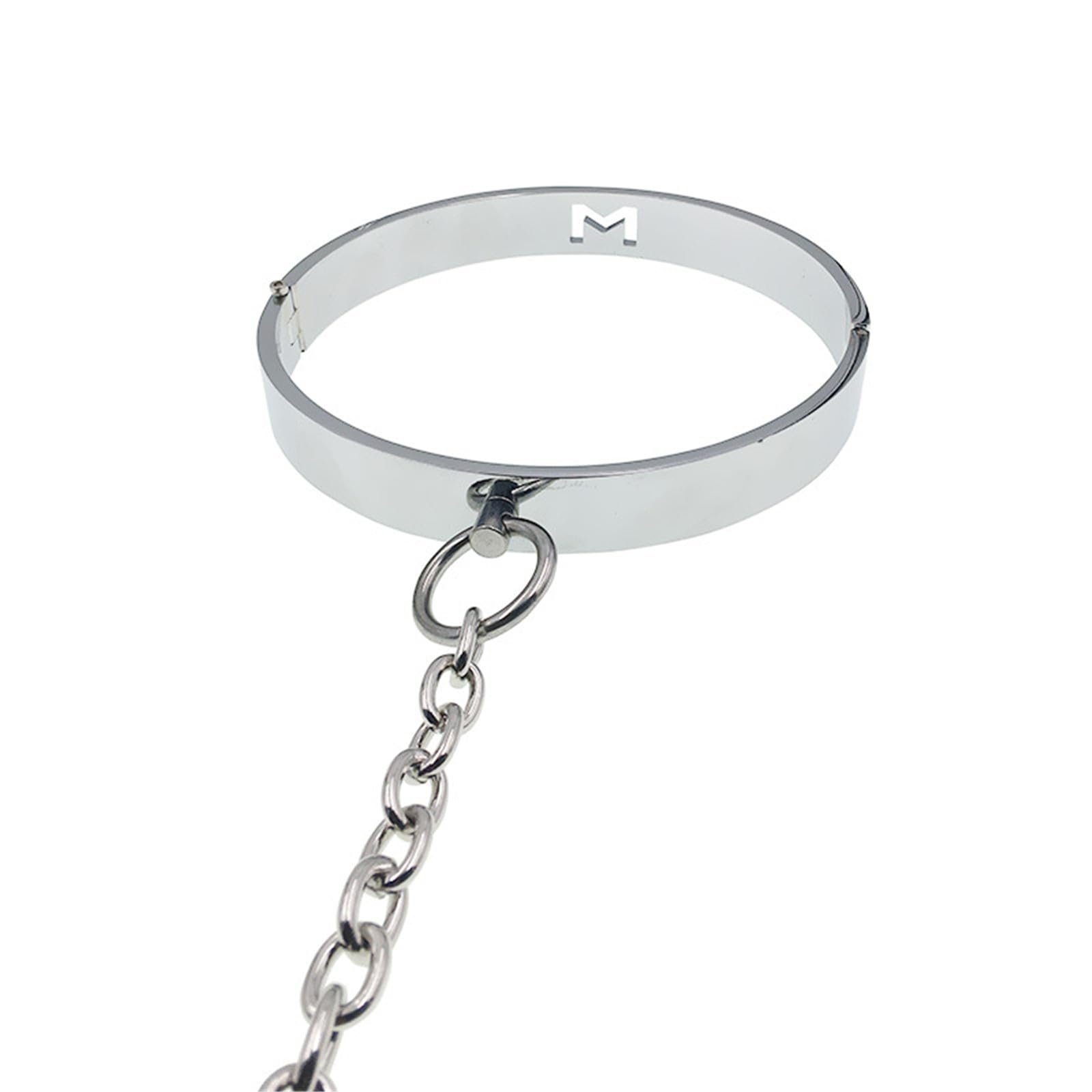 SM Collar De Esclavo De Metal con Cadena De Lazo para Cinturón Juego De Roles Collar De Anillo O Bdsm Juego Porno Cuello Collar Restricción Juguete Sexual Mujeres Hombres(Black Schwarz,140mm)