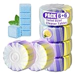 Upgraded Toilet Blocks for Cisterns, 6PCS Triple Effect Toilet Cleaner with 3PCS Toilet Tank Cleaners Tablets with Bleach, Toilet Bowl Cleaner Tablets Drop in Tank for Deodorizing & Descaling