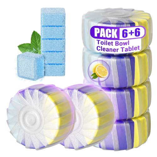 Upgraded Toilet Blocks for Cisterns 6PCS Triple Effect Toilet Cleaner with 3PCS Toilet Tank Cleaners Tablets with Bleach Toilet Bowl Cleaner Tablets Drop in Tank for Deodorizing & Descaling