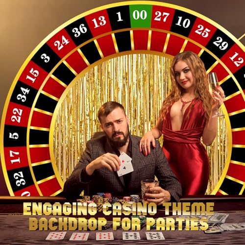 Tiamon Casino Theme Party Decoration, 5 Pcs Casino Night Porch Sign Banner Including Roulette Backdrop Banner Red Carpet Gold Foil Fringe Curtain for Las Vegas Game Night Birthday Party Decor Supplies by Tiamon - Used condition - Image 4