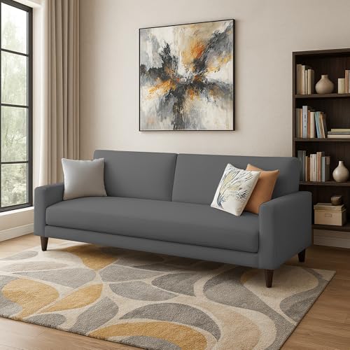 Image of Kathleen 3 Seater Sofa Set for Living Room - Foldable Convertible Couch Furniture for Home, Office or Guest Use, Modern Designer Stylish Comfortable (Dark Grey)