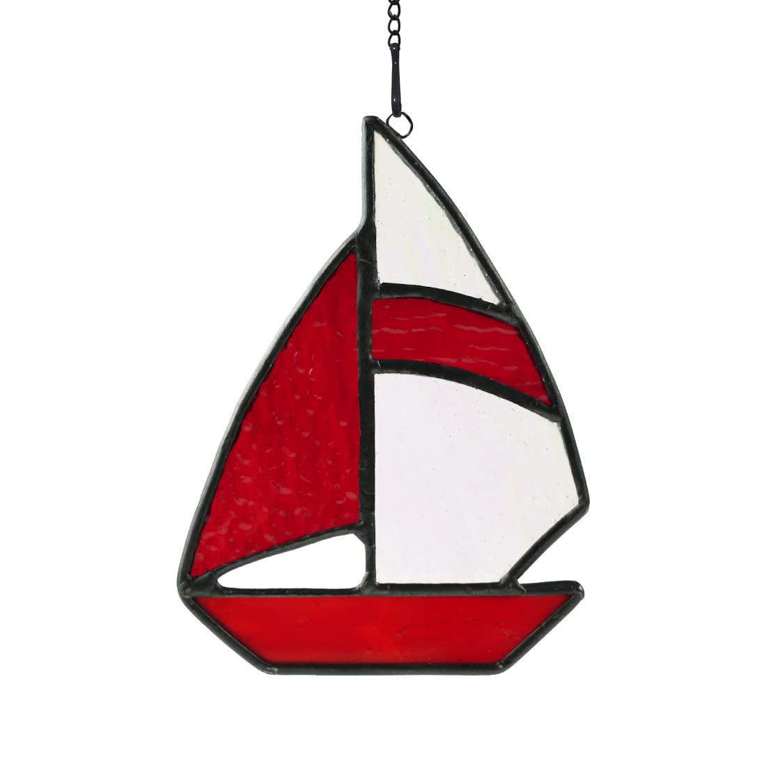 BOXCASA Sailboat Decor Stained Glass Window Hangings,Stained Glass Suncatchers for Window Boat Decor,Nautical Decorations for Home Indoor Windows Bathroom Bedroom Livingroom