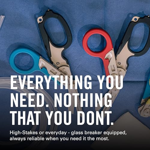 Image of LEATHERMAN, Raptor Rescue, 6-in-1 Heavy-Duty Emergency /Trauma Shears with Carbide Glass Breaker & Strap Cutter, Made in the USA, Utility Sheath Included, Blue /Yellow, With Utility Holster