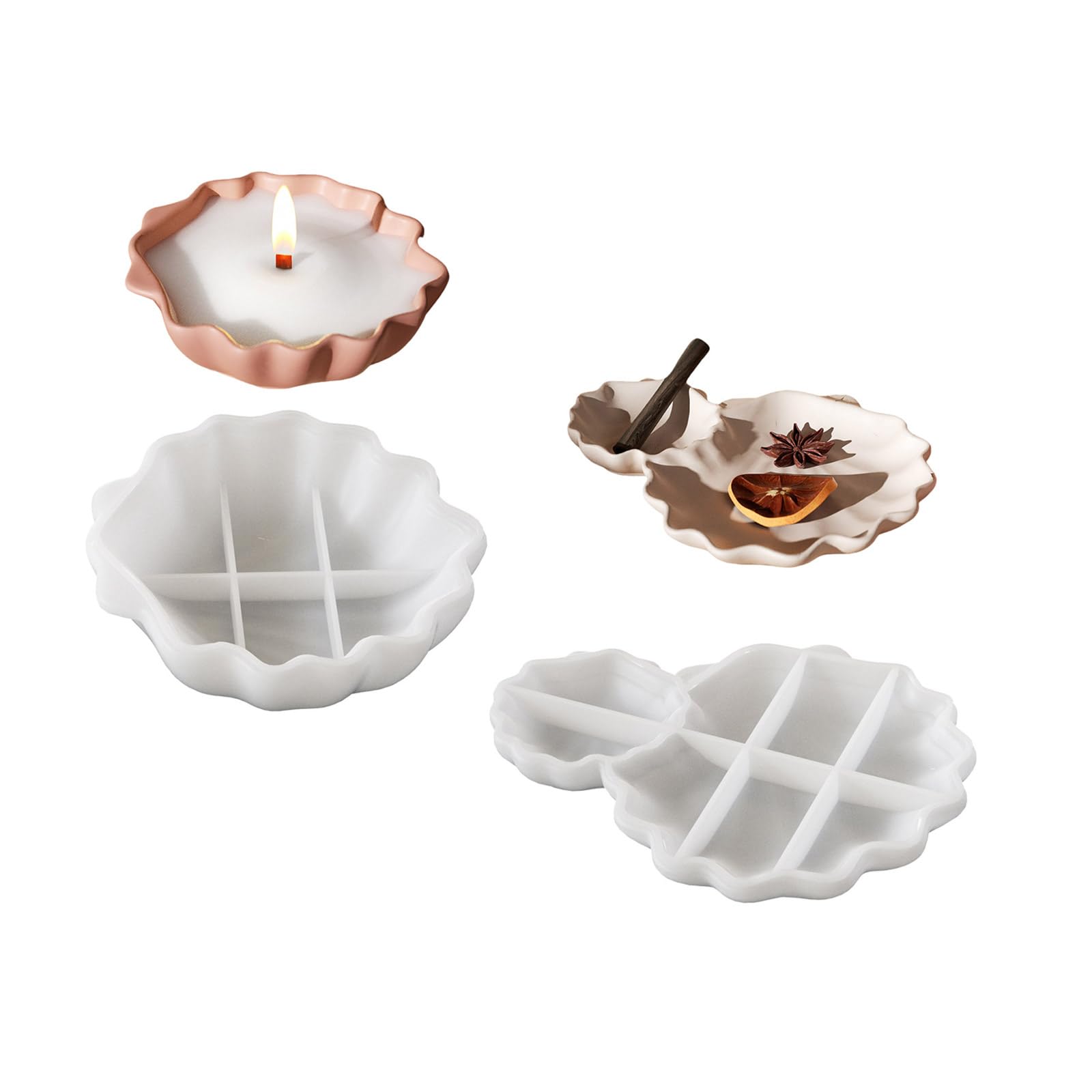 NEWFT Silicone Shells Mould Tray for Epoxy Resin Castes Jewelry Plate Candle Holder Home Storage Craft Projects Supplies