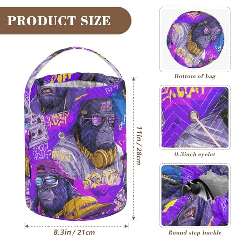 Image of Tatenale Crochet Bag Yarn Bag Knitting Project Bag with Pockets and Handle Portable Yarn Storage Organizer Tangle Free 8.3x11 InchCartoon Gorillas Glasses Trends Purple36