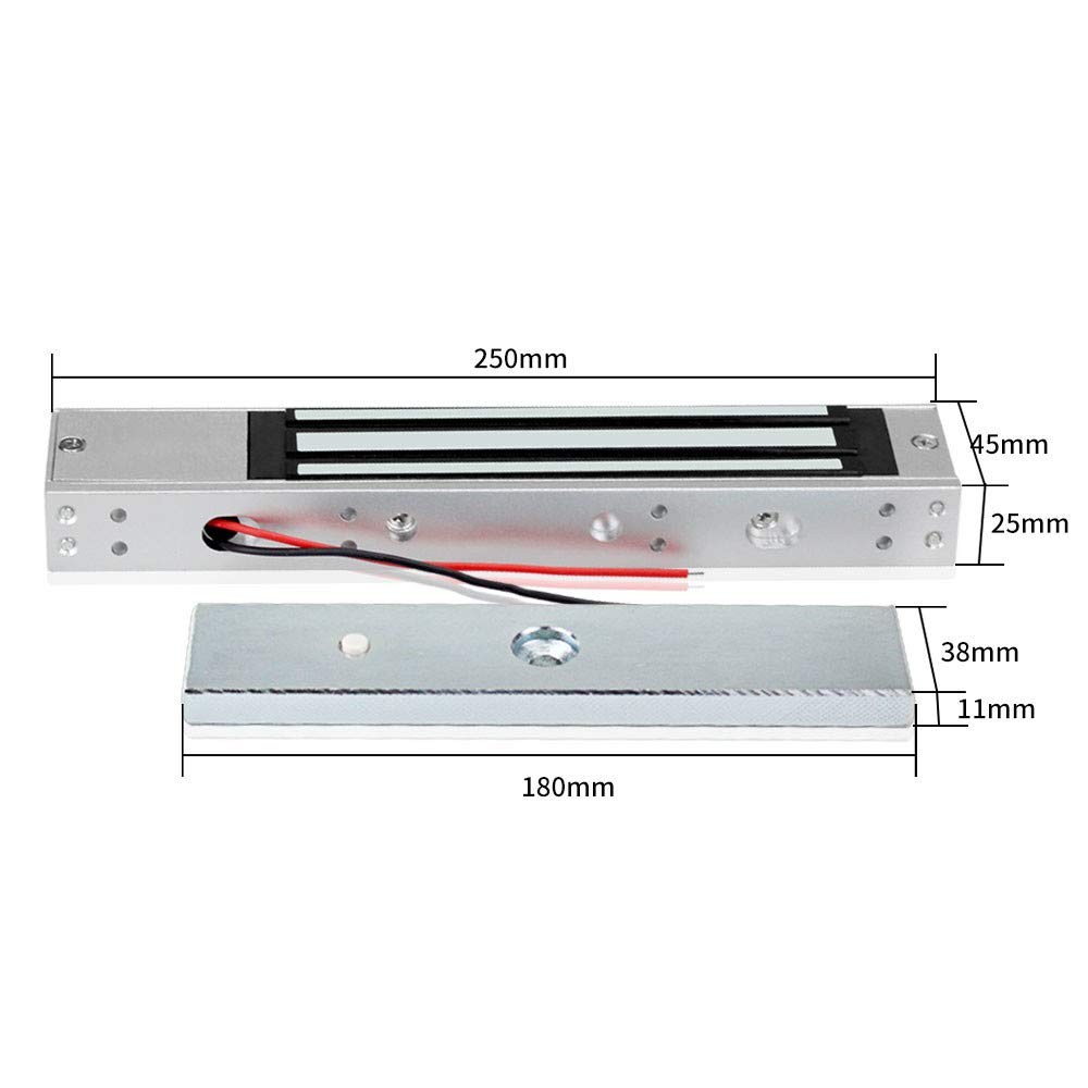 Verrou électromagnétique avec supports Z/L – Force de maintien de 280 kg, résistant aux intempéries, 12 V DC Fail-Safe (NC) pour systèmes de contrôle d'accès