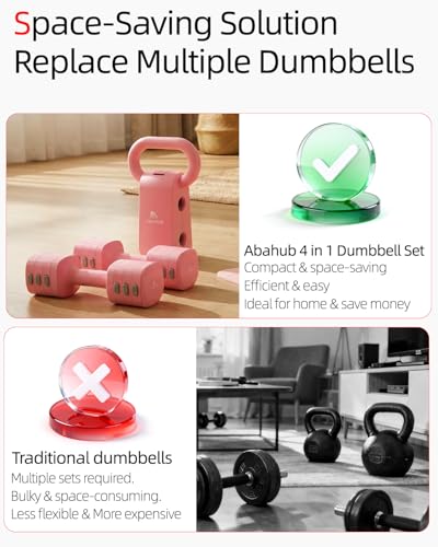 Abahub Kettlebell Regulowane 2 w 1 Kettlebell Hantle, Zestaw Regulowanych Hantli 2-częściowy, Hantle Krótkie dla Kobiet, dla Pani, dla początkujących, do treningu w domu, 5,5 kg, zestaw w kolorze
