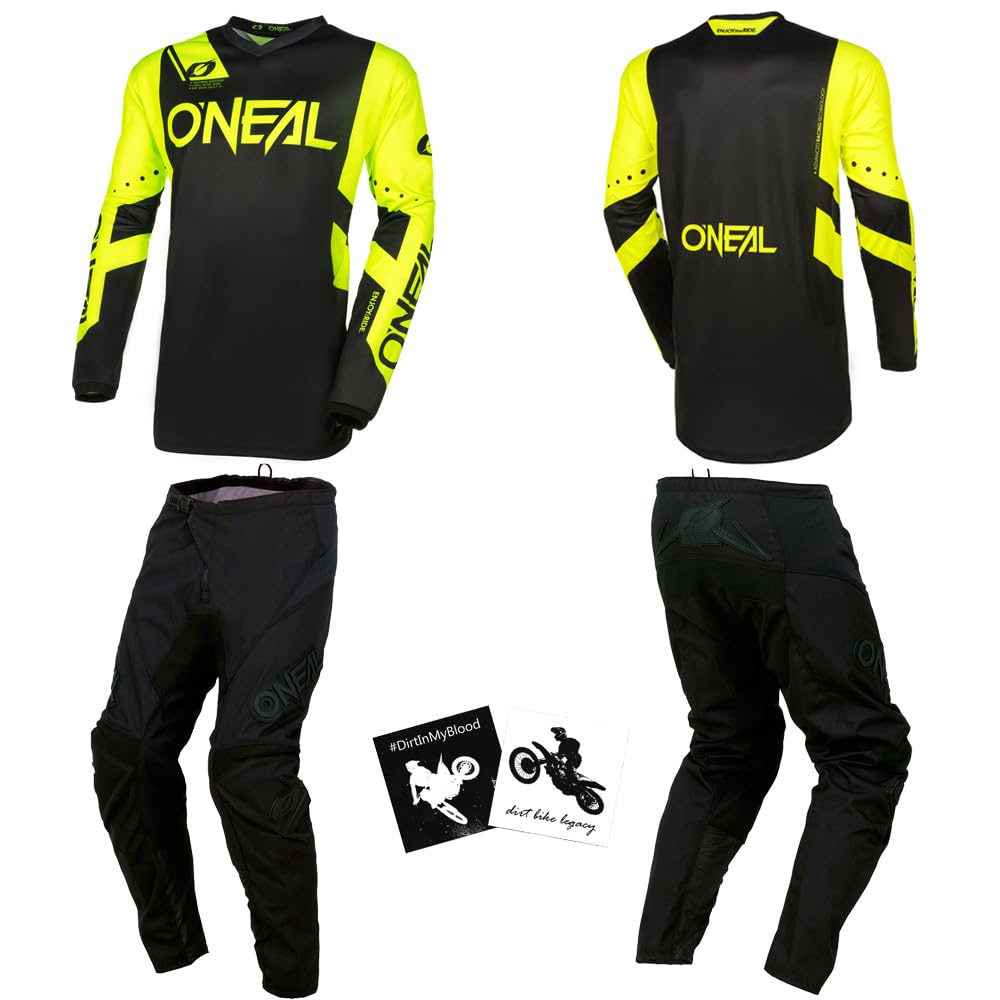 MX Outfit O'Neal Classic V.24 Racewear Neon Men (W34/Large) Protective Pants Jersey riding bundle motocross dirt bike combo set