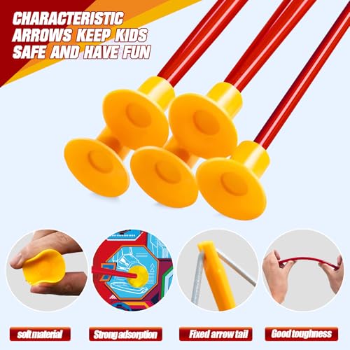 Kids Bow and Arrow Set, LED Light Up Archery Toy Set with 2 Bow 12 Suction Cup Arrows 1 Target, Indoor and Outdoor Hunting Play Gift Toys for Boys & Girls Ages 3-12, Red & Blue - Image 5