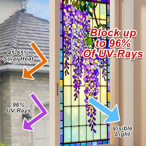 Película de privacidad para ventana BlissYard Wisteria 17.7x39.3 pulg miniatura 4